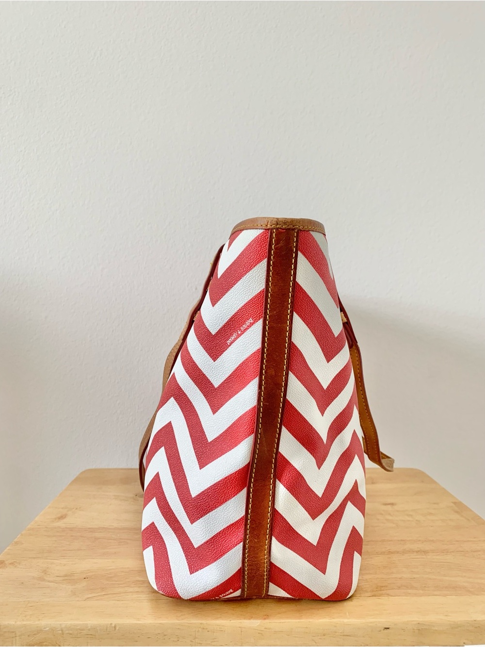 Dooney & Bourke Red Chevron Zip-Top Tote - Picture 4 of 14
